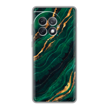 Силиконовый чехол на OnePlus Ace 2 Pro с принтом Мрамор зеленое золото