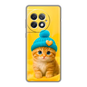 Силиконовый чехол на OnePlus Ace 2 Pro с принтом Котенок в шапке
