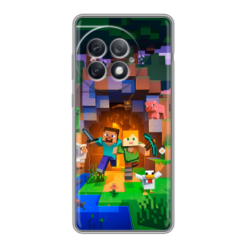 Силиконовый чехол на OnePlus Ace 2 Pro с принтом Майнкрафт Minecraft