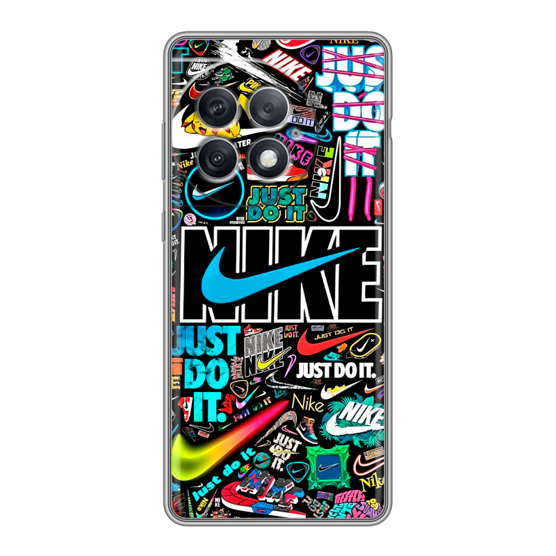 Силиконовый чехол на OnePlus Ace 2 Pro с принтом найк nike черный Силиконовый чехол на OnePlus Ace 2 Pro с принтом найк nike черный
