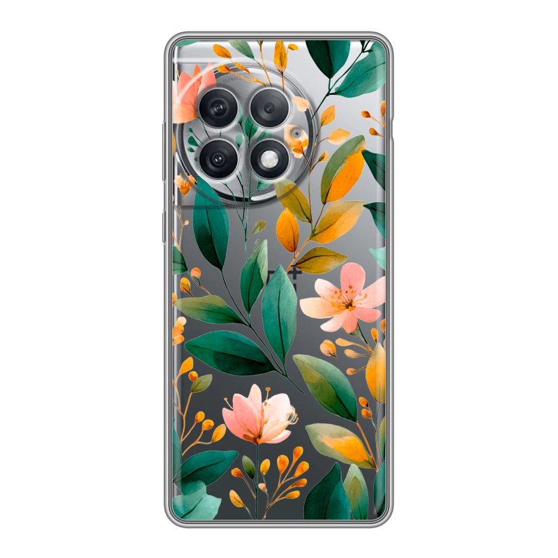 Силиконовый чехол на OnePlus Ace 2 Pro с принтом Цветы паттерн Силиконовый чехол на OnePlus Ace 2 Pro с принтом Цветы паттерн