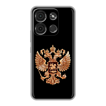 Силиконовый чехол на Itel A60s с принтом Герб России золотой