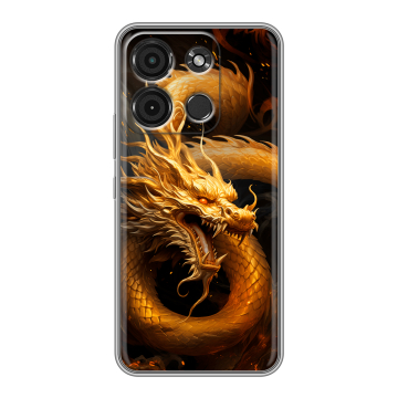 Силиконовый чехол на Itel A60s с принтом Золотой дракон