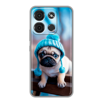 Силиконовый чехол на Itel A60s с принтом Мопс в шапке Силиконовый чехол на Itel A60s с принтом Мопс в шапке