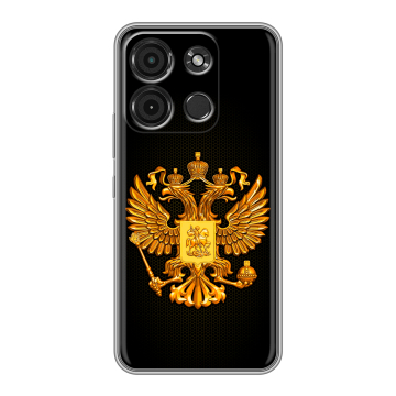 Силиконовый чехол на Itel A60s с принтом Герб России желтый Силиконовый чехол на Itel A60s с принтом Герб России желтый