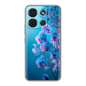 Силиконовый чехол на Itel A60s с принтом голубые орхидеи Силиконовый чехол на Itel A60s с принтом голубые орхидеи