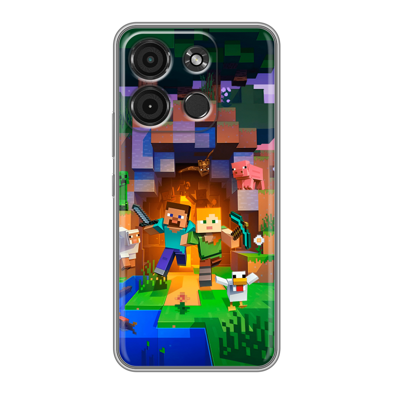 Силиконовый чехол на Itel A60s с принтом Майнкрафт Minecraft Силиконовый чехол на Itel A60s с принтом Майнкрафт Minecraft