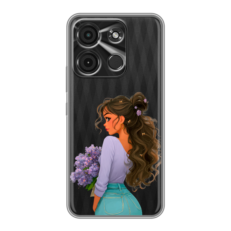 Силиконовый чехол на Itel A60s с принтом девушка цветы Силиконовый чехол на Itel A60s с принтом девушка цветы
