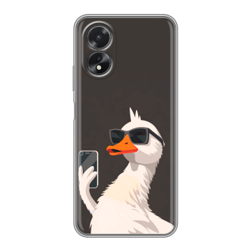 Силиконовый чехол на OPPO A18 с принтом утка в очках Силиконовый чехол на OPPO A18 с принтом утка в очках