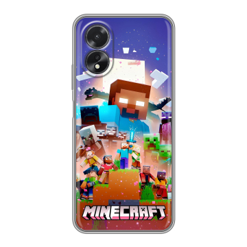 Силиконовый чехол на OPPO A18 с принтом Майнкрафт Minecraft