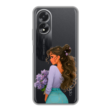Силиконовый чехол на OPPO A18 с принтом девушка цветы Силиконовый чехол на OPPO A18 с принтом девушка цветы