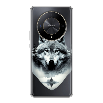 Силиконовый чехол на Huawei Honor X9b с принтом Волк в лесу