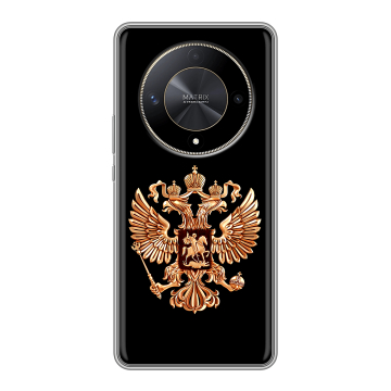 Силиконовый чехол на Huawei Honor X9b с принтом Герб России золотой Силиконовый чехол на Huawei Honor X9b с принтом Герб России золотой