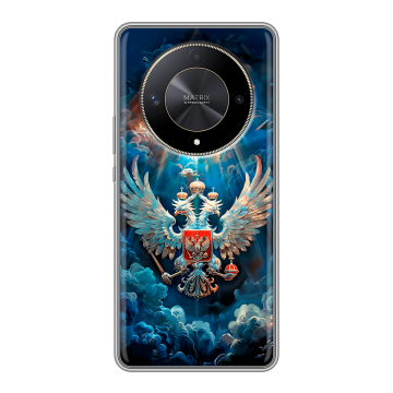 Силиконовый чехол на Huawei Honor X9b с принтом Герб флаг России