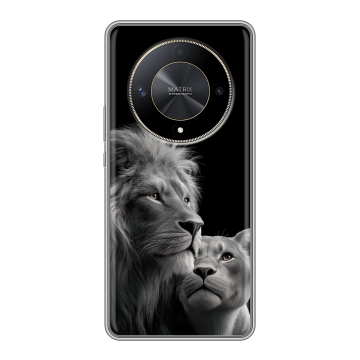 Силиконовый чехол на Huawei Honor X9b с принтом Лев кошки