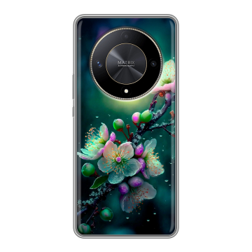 Силиконовый чехол на Huawei Honor X9b с принтом Цветы и мрамор Силиконовый чехол на Huawei Honor X9b с принтом Цветы и мрамор