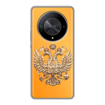 Силиконовый чехол на Huawei Honor X9b с принтом Герб Флаг России