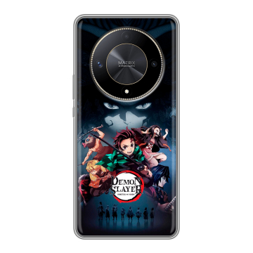 Силиконовый чехол на Huawei Honor X9b с принтом Demon Slayer Клинок рассекающий демонов