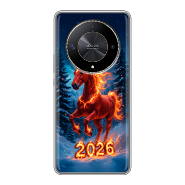 Силиконовый чехол на Huawei Honor X9b с принтом Новый год коня