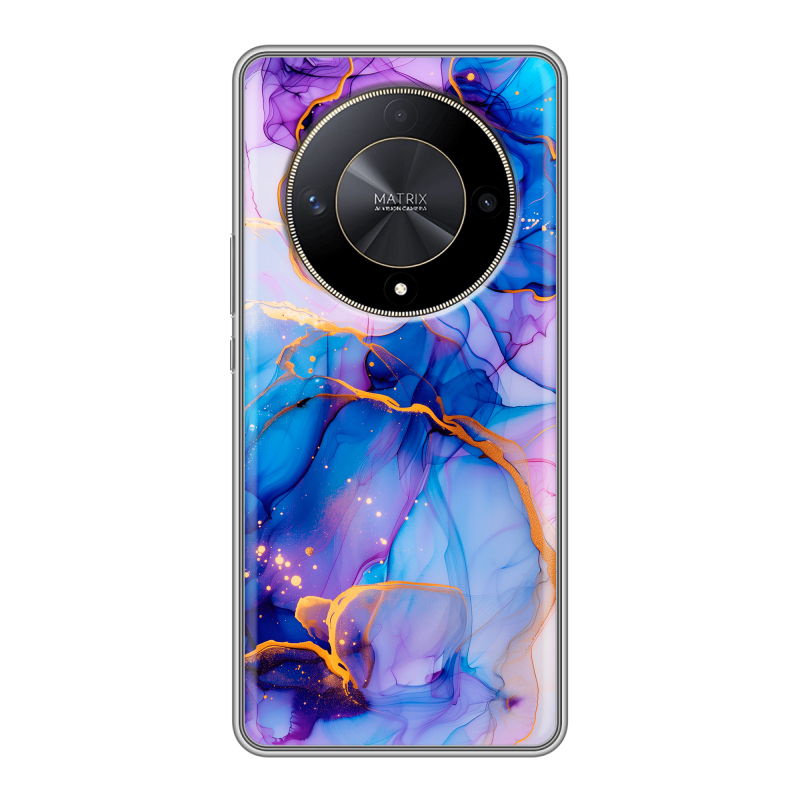 Силиконовый чехол на Huawei Honor X9b с принтом синий мрамор Силиконовый чехол на Huawei Honor X9b с принтом синий мрамор