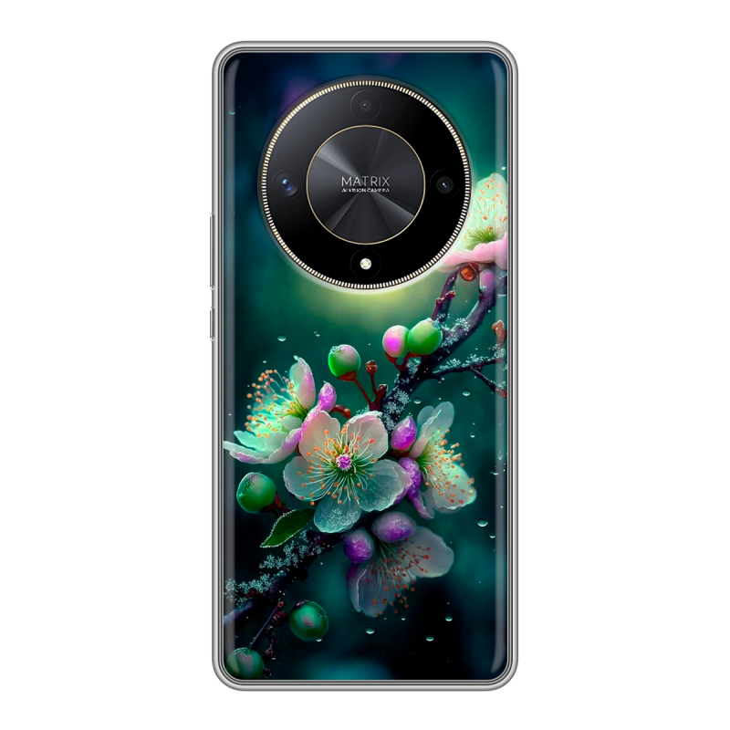 Силиконовый чехол на Huawei Honor X9b с принтом Цветы и мрамор Силиконовый чехол на Huawei Honor X9b с принтом Цветы и мрамор