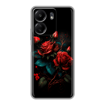 Силиконовый чехол на Xiaomi Poco C65 с принтом Розы красные