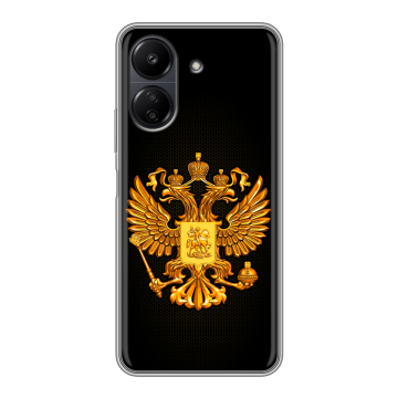 Силиконовый чехол на Xiaomi Poco C65 с принтом Герб России желтый