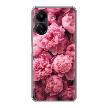Силиконовый чехол на Xiaomi Poco C65 с принтом цветы пионы Силиконовый чехол на Xiaomi Poco C65 с принтом цветы пионы