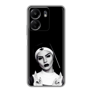 Силиконовый чехол на Xiaomi Poco C65 с принтом монашка Силиконовый чехол на Xiaomi Poco C65 с принтом монашка