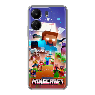 Силиконовый чехол на Xiaomi Poco C65 с принтом Майнкрафт Minecraft