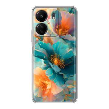 Силиконовый чехол на Xiaomi Poco C65 с принтом Цветы Силиконовый чехол на Xiaomi Poco C65 с принтом Цветы