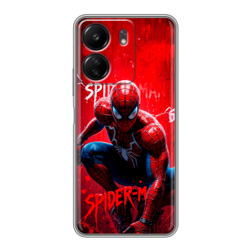 Силиконовый чехол на Xiaomi Poco C65 с принтом Spiderman Человек паук