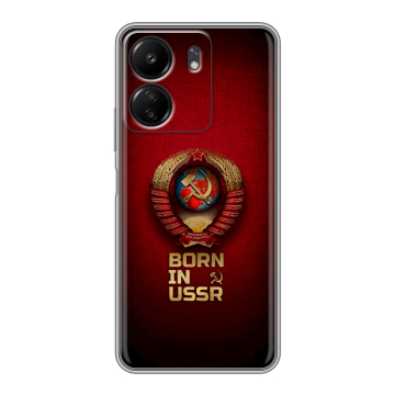 Силиконовый чехол на Xiaomi Poco C65 с принтом Флаг Герб СССР Силиконовый чехол на Xiaomi Poco C65 с принтом Флаг Герб СССР