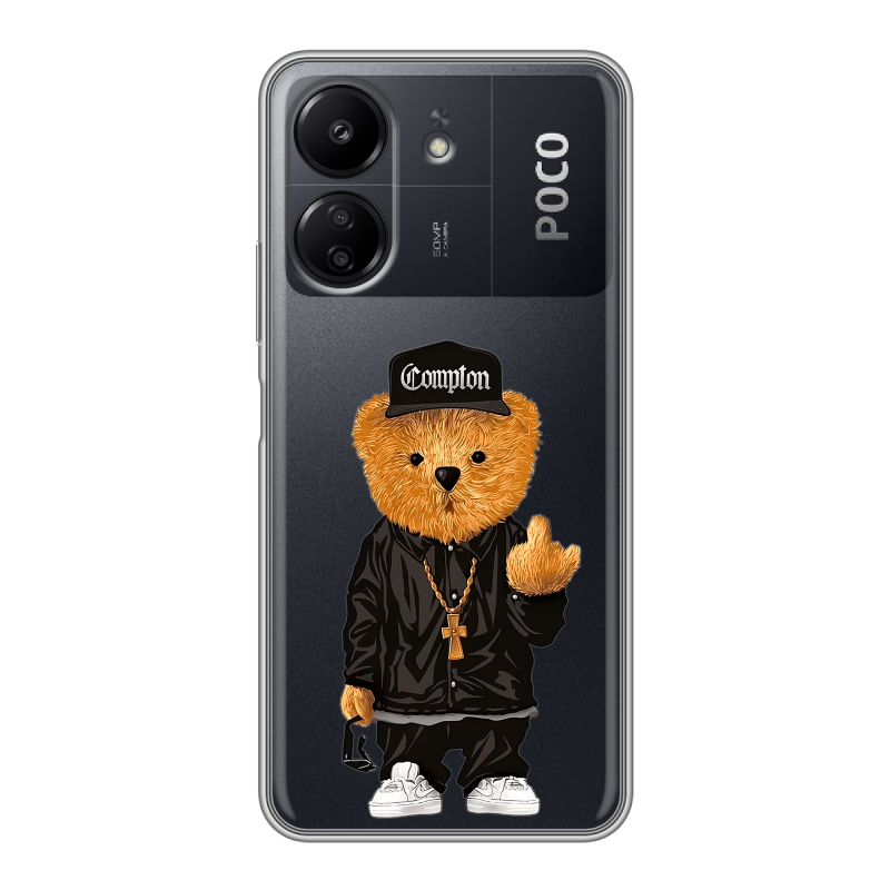 Силиконовый чехол на Xiaomi Poco C65 с принтом Мишка Силиконовый чехол на Xiaomi Poco C65 с принтом Мишка