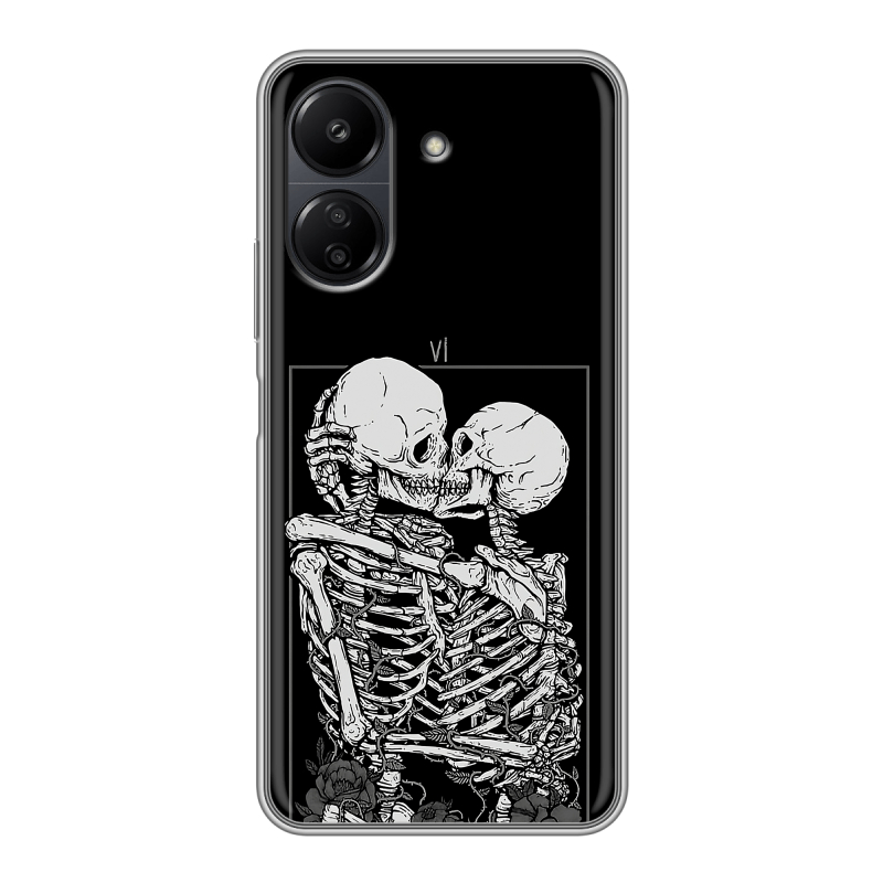 Силиконовый чехол на Xiaomi Poco C65 с принтом Поцелуй скелетов Силиконовый чехол на Xiaomi Poco C65 с принтом Поцелуй скелетов