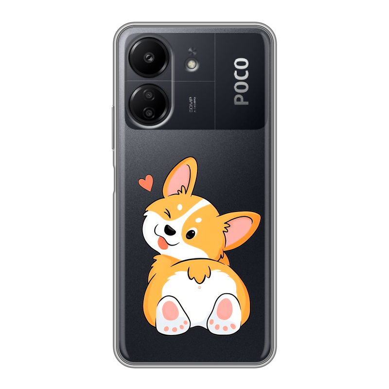 Силиконовый чехол на Xiaomi Poco C65 с принтом Корги Силиконовый чехол на Xiaomi Poco C65 с принтом Корги