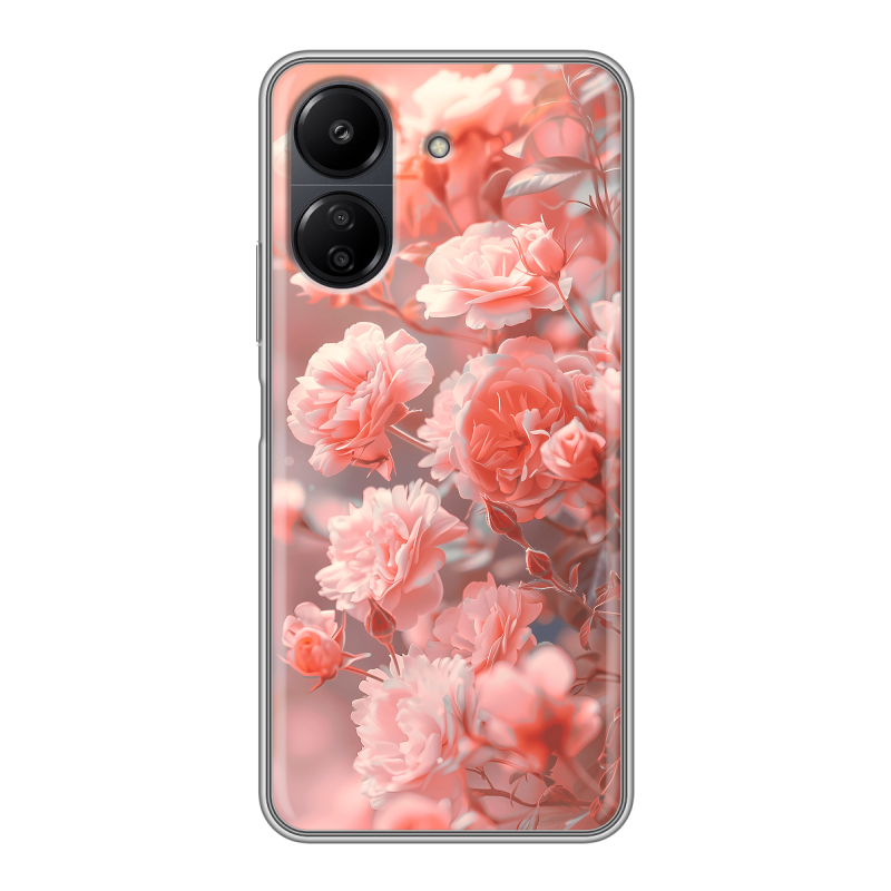 Силиконовый чехол на Xiaomi Poco C65 с принтом Розы цветы Силиконовый чехол на Xiaomi Poco C65 с принтом Розы цветы