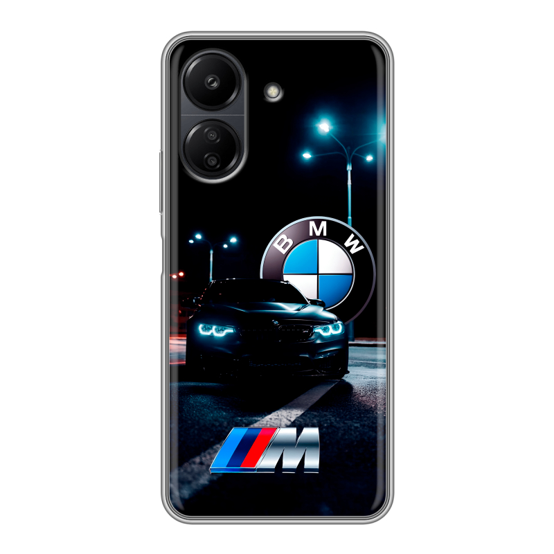 Силиконовый чехол на Xiaomi Poco C65 с принтом БМВ BMW Силиконовый чехол на Xiaomi Poco C65 с принтом БМВ BMW