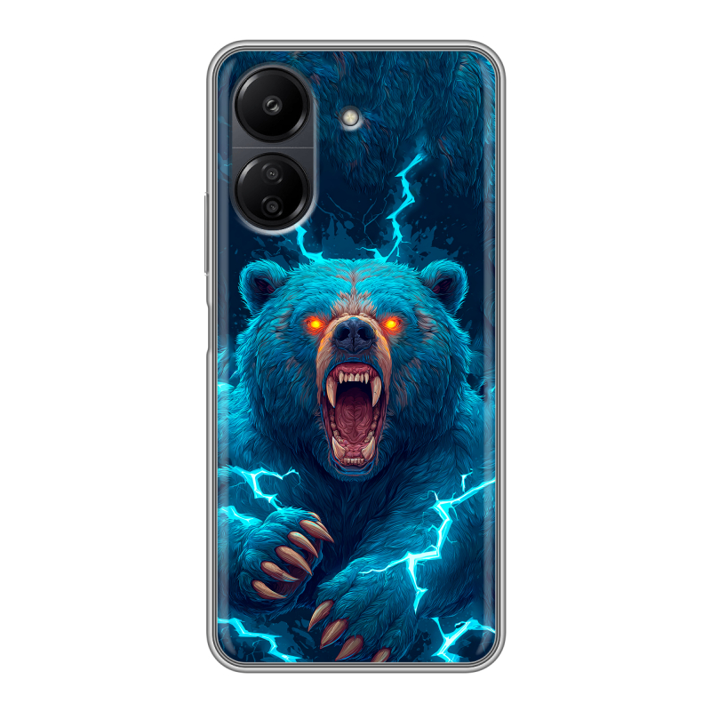 Силиконовый чехол на Xiaomi Poco C65 с принтом Медведь Силиконовый чехол на Xiaomi Poco C65 с принтом Медведь