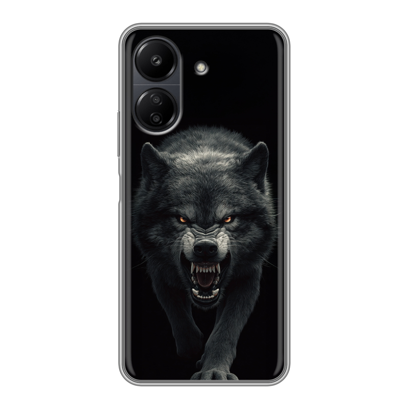 Силиконовый чехол на Xiaomi Poco C65 с принтом Волк Силиконовый чехол на Xiaomi Poco C65 с принтом Волк