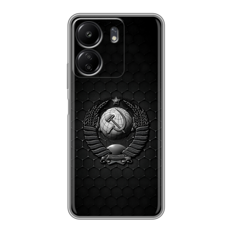 Силиконовый чехол на Xiaomi Poco C65 с принтом Герб Флаг СССР Силиконовый чехол на Xiaomi Poco C65 с принтом Герб Флаг СССР