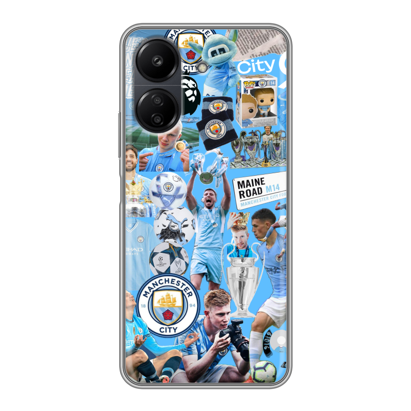 Силиконовый чехол на Xiaomi Poco C65 с принтом Man City Манчестер Сити Силиконовый чехол на Xiaomi Poco C65 с принтом Man City Манчестер Сити
