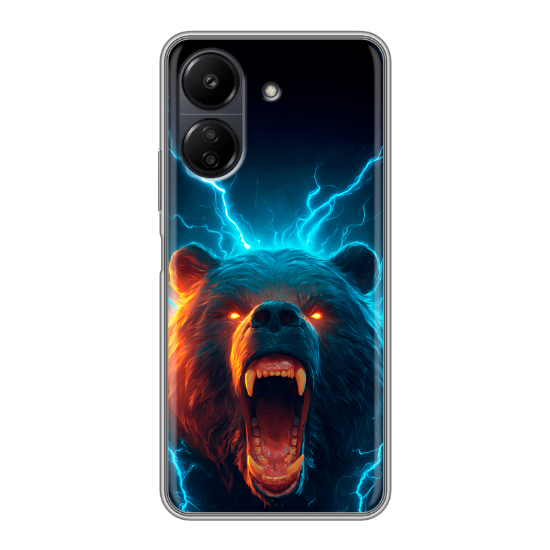 Силиконовый чехол на Xiaomi Poco C65 с принтом Медведь Силиконовый чехол на Xiaomi Poco C65 с принтом Медведь