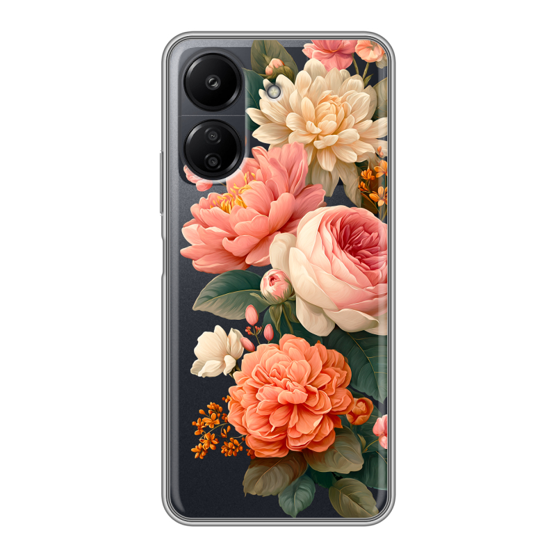 Силиконовый чехол на Xiaomi Poco C65 с принтом цветы Силиконовый чехол на Xiaomi Poco C65 с принтом цветы