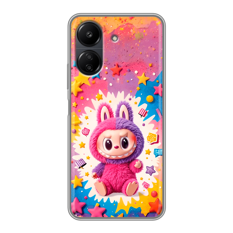 Силиконовый чехол на Xiaomi Poco C65 с принтом Labubu Лабубу Силиконовый чехол на Xiaomi Poco C65 с принтом Labubu Лабубу