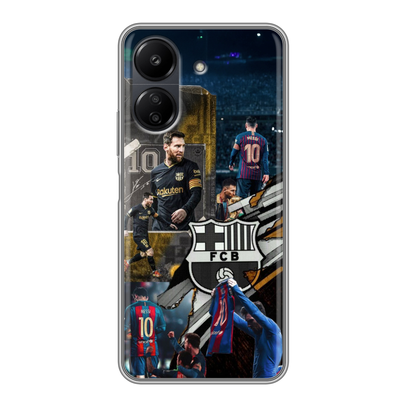 Силиконовый чехол на Xiaomi Poco C65 с принтом Messi Barcelona Силиконовый чехол на Xiaomi Poco C65 с принтом Messi Barcelona