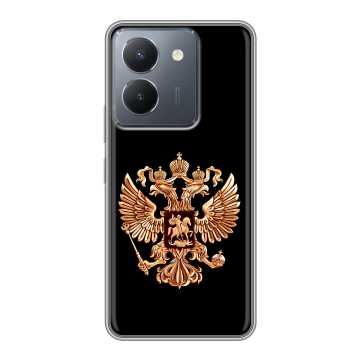 Силиконовый чехол на Vivo Y27s с принтом Герб России золотой