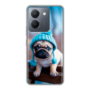 Силиконовый чехол на Vivo Y27s с принтом Мопс в шапке Силиконовый чехол на Vivo Y27s с принтом Мопс в шапке
