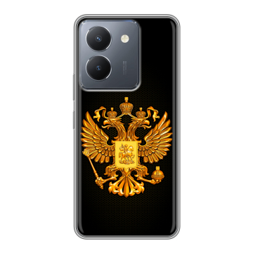 Силиконовый чехол на Vivo Y27s с принтом Герб России желтый Силиконовый чехол на Vivo Y27s с принтом Герб России желтый
