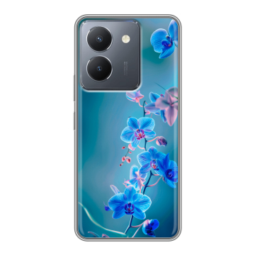 Силиконовый чехол на Vivo Y27s с принтом Голубые цветы Силиконовый чехол на Vivo Y27s с принтом Голубые цветы